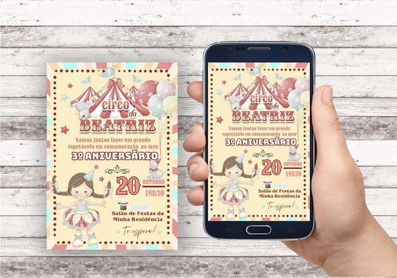 Convite Virtual - Circo Vintage Menina