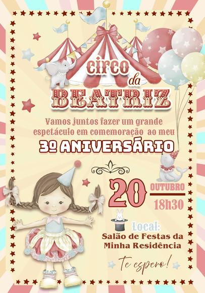 Convite Virtual - Circo Vintage Menina