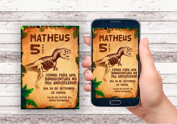 Convite Virtual - Dinossauro