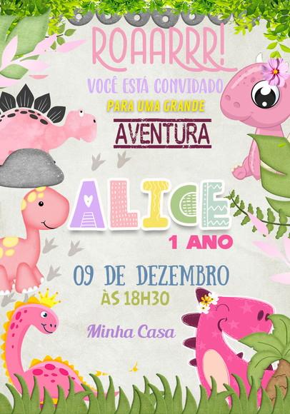 Convite Virtual - Dino Menina