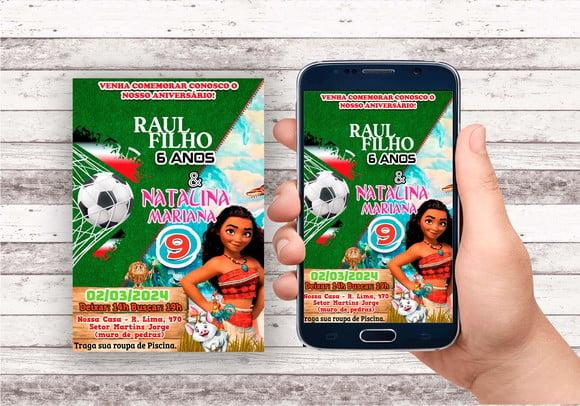 Convite Virtual - Duplo Futebol e Moana