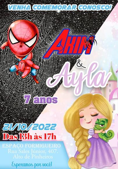 Convite Virtual - Duplo Homem Aranha e Rapuzel