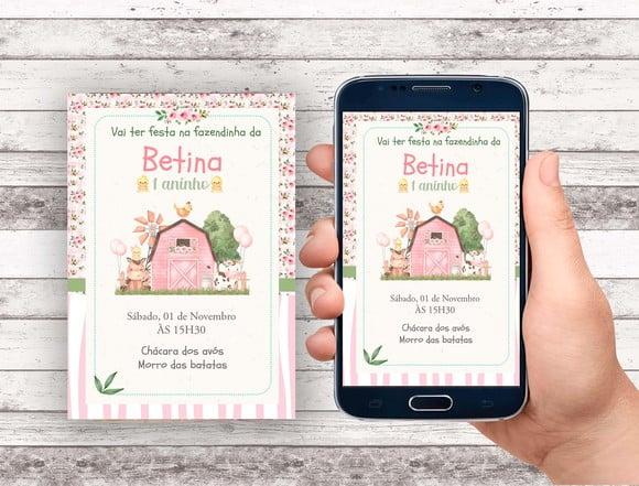 Convite Virtual - Fazendinha Menina Clean