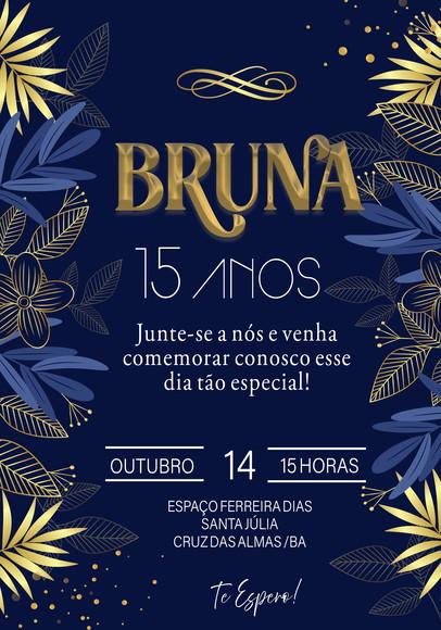 Convite Virtual - Floral Azul e Douradao