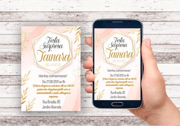Convite Virtual - Floral Rose Gold