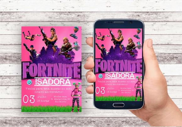 Convite Virtual - Fortnite Menina
