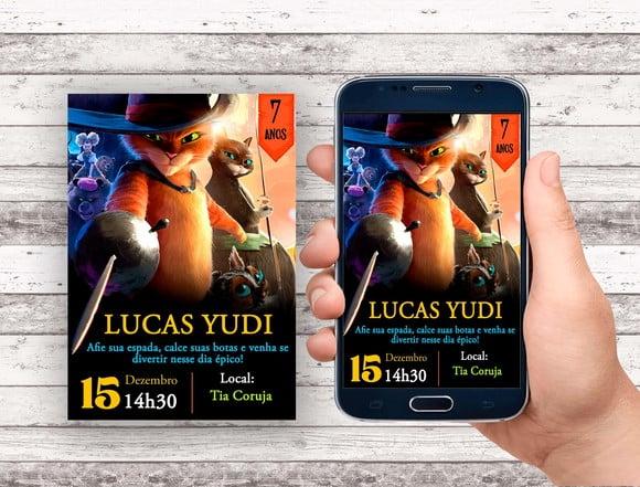 Convite Virtual - Gato de Botas