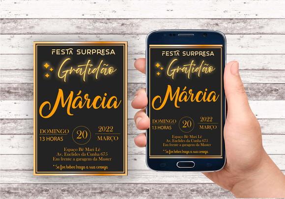 Convite Virtual - Gratidão (dourado)