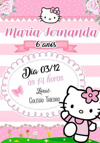 Convite Virtual - Hello Kitty Rosa