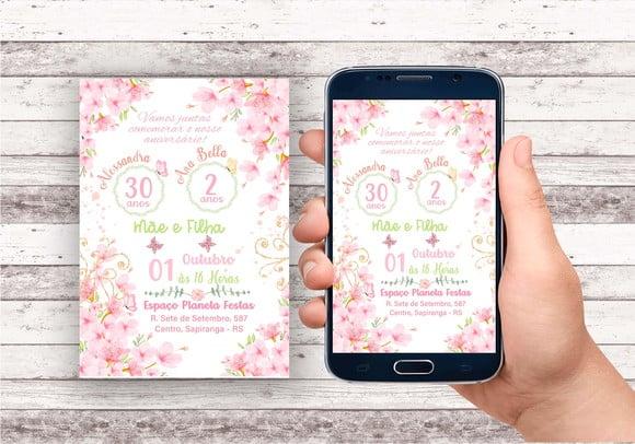 Convite Virtual - Jardim Encantado - Mãe e Filha