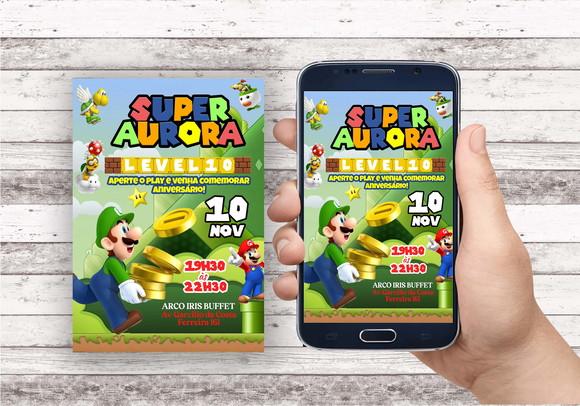 Convite Virtual - Luigi - Mario Bross