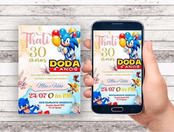 Convite Virtual - Mae e Filho (sonic)