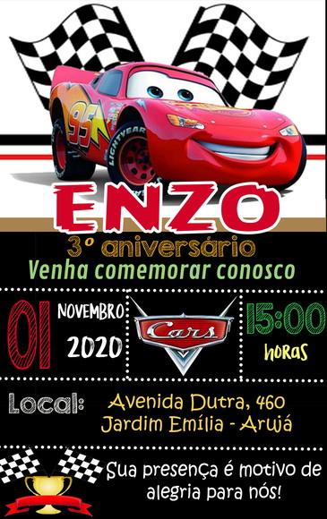 Convite Virtual - Mcqueen/ Carros
