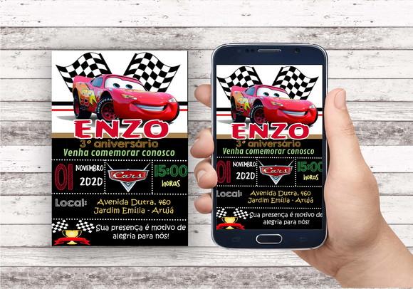 Convite Virtual - Mcqueen/ Carros