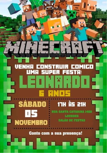 Convite Virtual - Minecraft 01