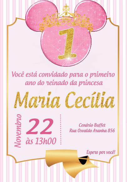 Convite Virtual - Minnie Realeza Rosa