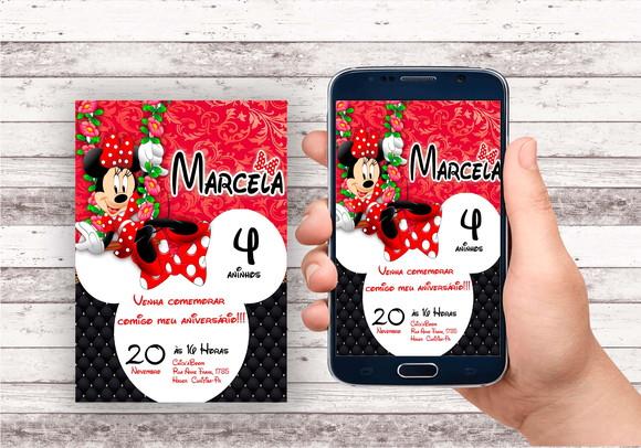 Convite Virtual - Minnie Vermelha