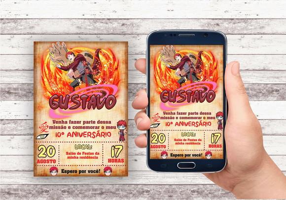 Convite Virtual - Naruto - Gaara do Deserto