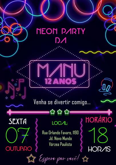 Convite Virtual - Neon Party