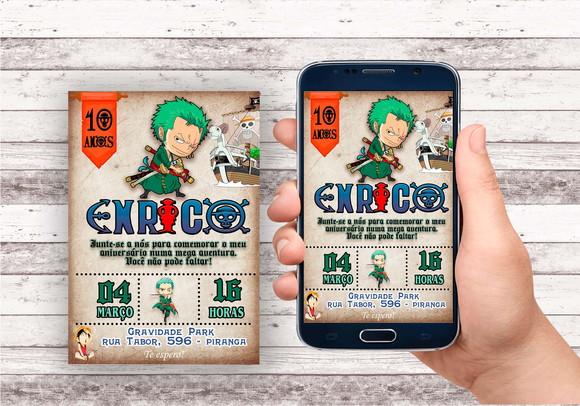 Convite Virtual - One Piece Zoro