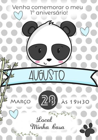 Convite Virtual - Panda Menino