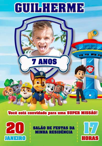 Convite Virtual - Patrulha Canina - (com Foto)