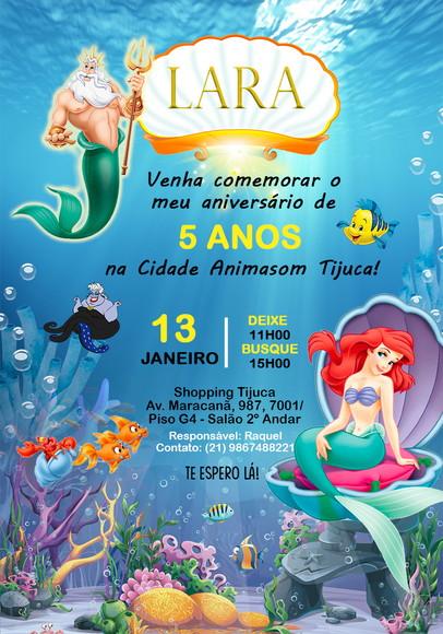 Convite Virtual - Pequena Sereia Ariel