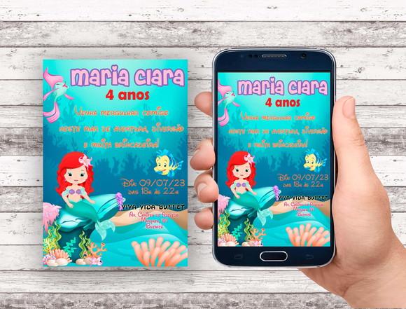 Convite Virtual - Pequena Sereia Ariel Kids