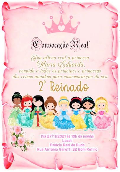 Convite Virtual - Pergaminho Princesas Cute