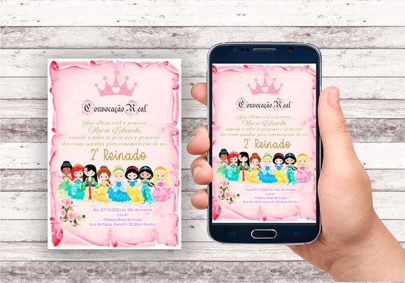 Convite Virtual - Pergaminho Princesas Cute