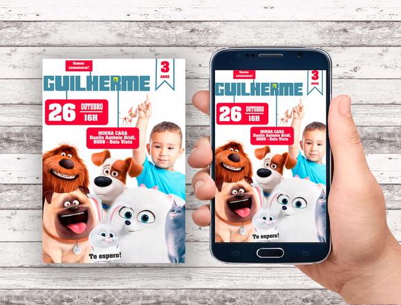 Convite Virtual - Pets Vida Secreta dos Bichos com Foto