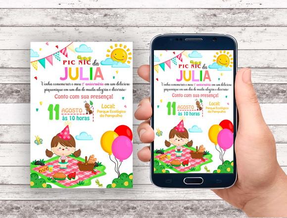 Convite Virtual - Picnic Menina Cute