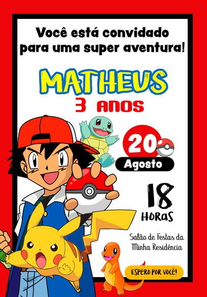 Convite Virtual - Pokemon