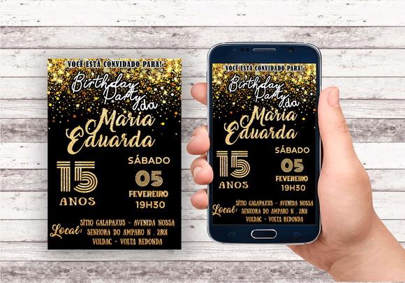 Convite Virtual - Preto e Dourado