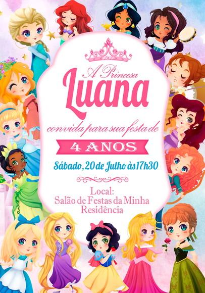 Convite Virtual - Princesas Disney