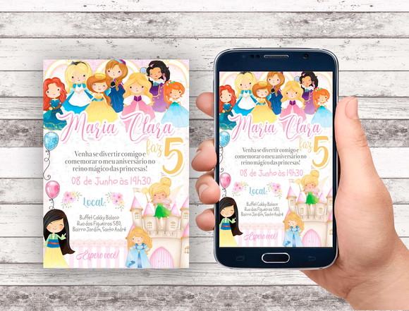 Convite Virtual - Princesas Disney Cute