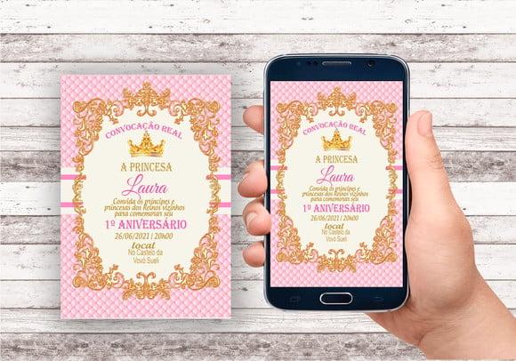 Convite Virtual - Realeza Menina