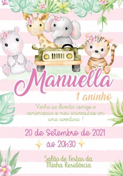 Convite Virtual - Safari Menina