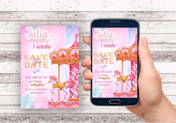 Convite Virtual - Save The Date - Carrossel Encantado