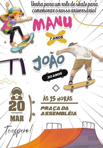 Convite Virtual - Skate (menino e Menina/ Pai e Filha)