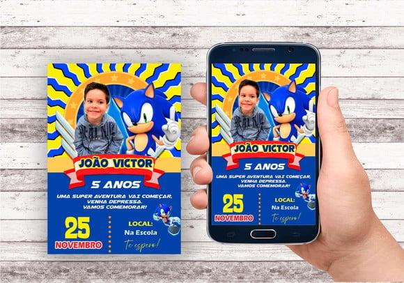 Convite Virtual - Sonic com Foto