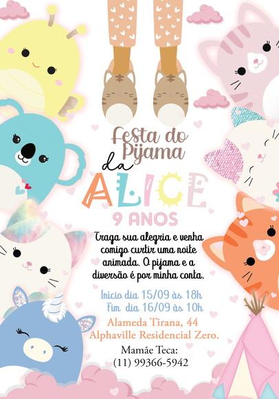 Convite Virtual - Squishmallow/ Festa do Pijama