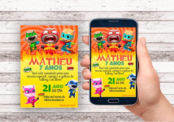 Convite Virtual - Talking Tom Hero
