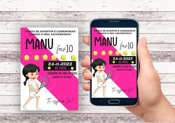 Convite Virtual - Tennis Menina Rosa