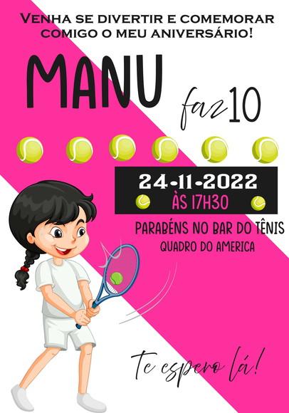 Convite Virtual - Tennis Menina Rosa