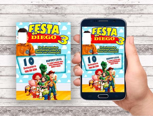 Convite Virtual - Toy Story com Foto
