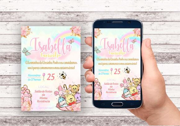 Convite Virtual - Ursinho Pooh Menina