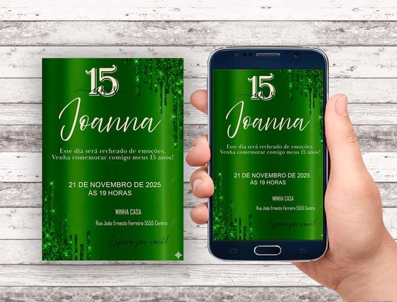 Convite Virtual - Verde Musgo com Glitter