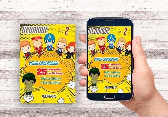 Convite Virtual - Vingadores Cute