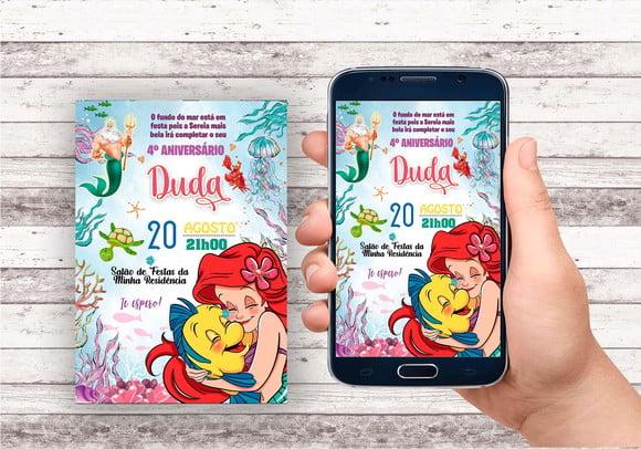 Convite Virtual Ariel - Pequena Sereia